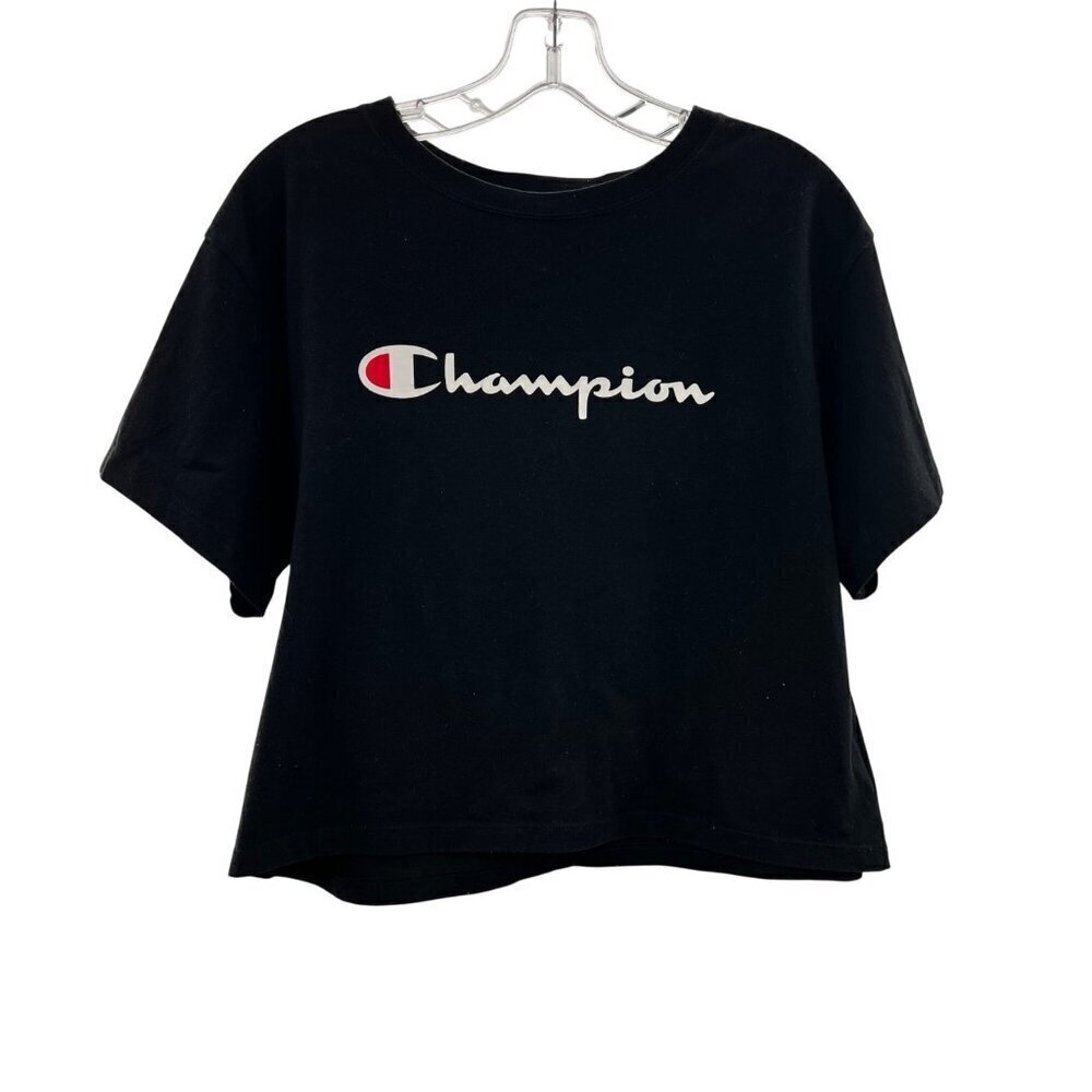 Champion Women's Logo Cropped T-Shirt Black/Multi Size Medium